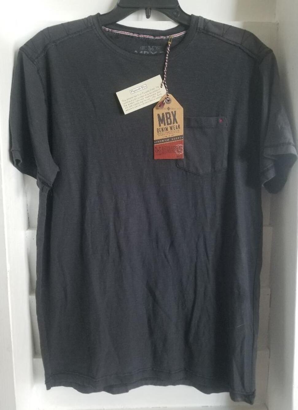 NWT MBX Denim Wear Pigment Dye Men's Short Sleeve T-Shirt Black Large Soft